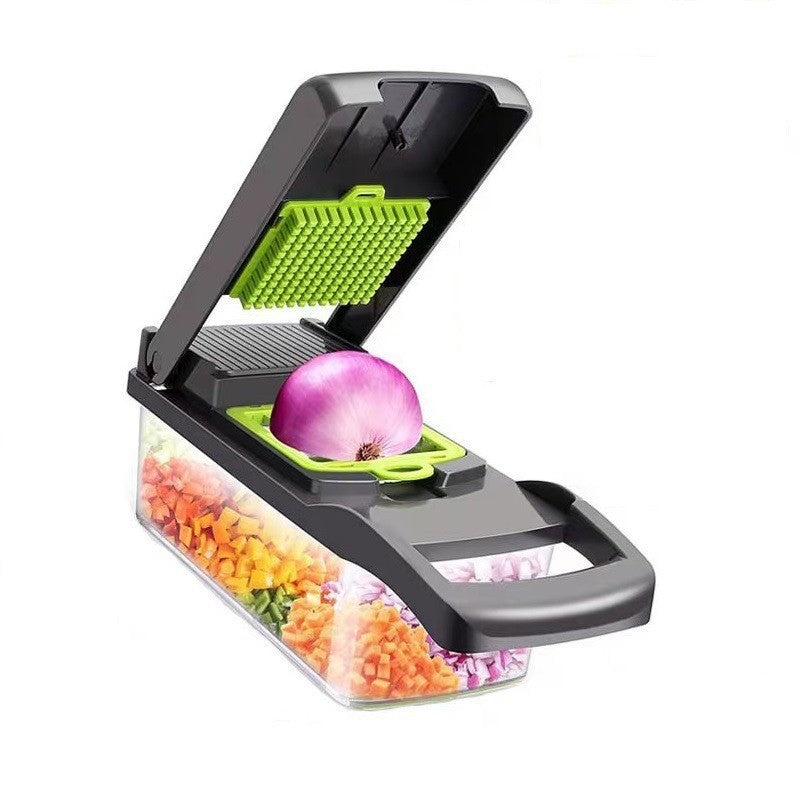 Multi-functional vegetable cutter, dice cutter, grater and slicer, essential for household use (14 Pcs)