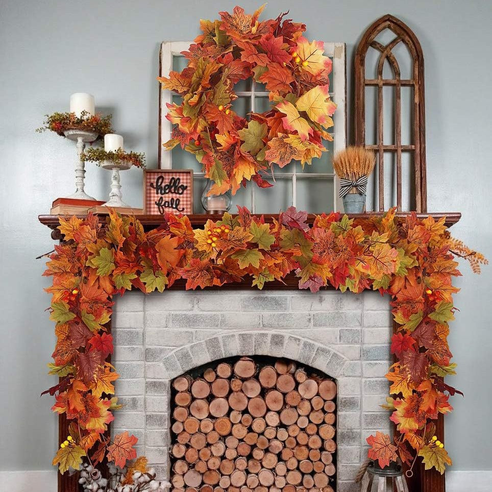 Artificial Maple Leaf Garland for Autumn