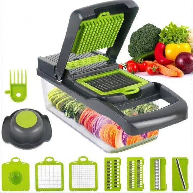 Multi-functional vegetable cutter, dice cutter, grater and slicer, essential for household use (14 Pcs)