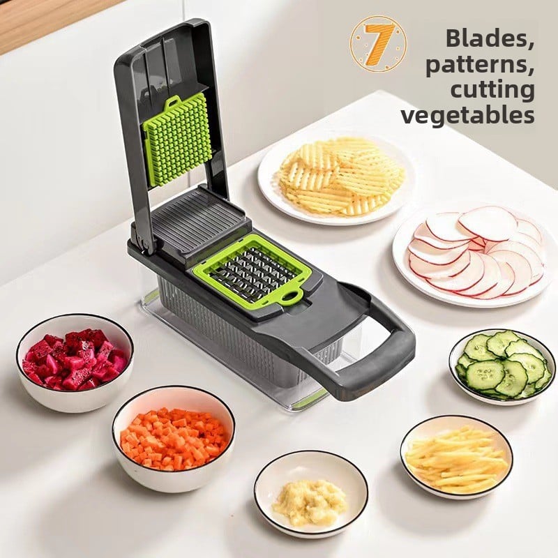 Multi-functional vegetable cutter, dice cutter, grater and slicer, essential for household use (14 Pcs)